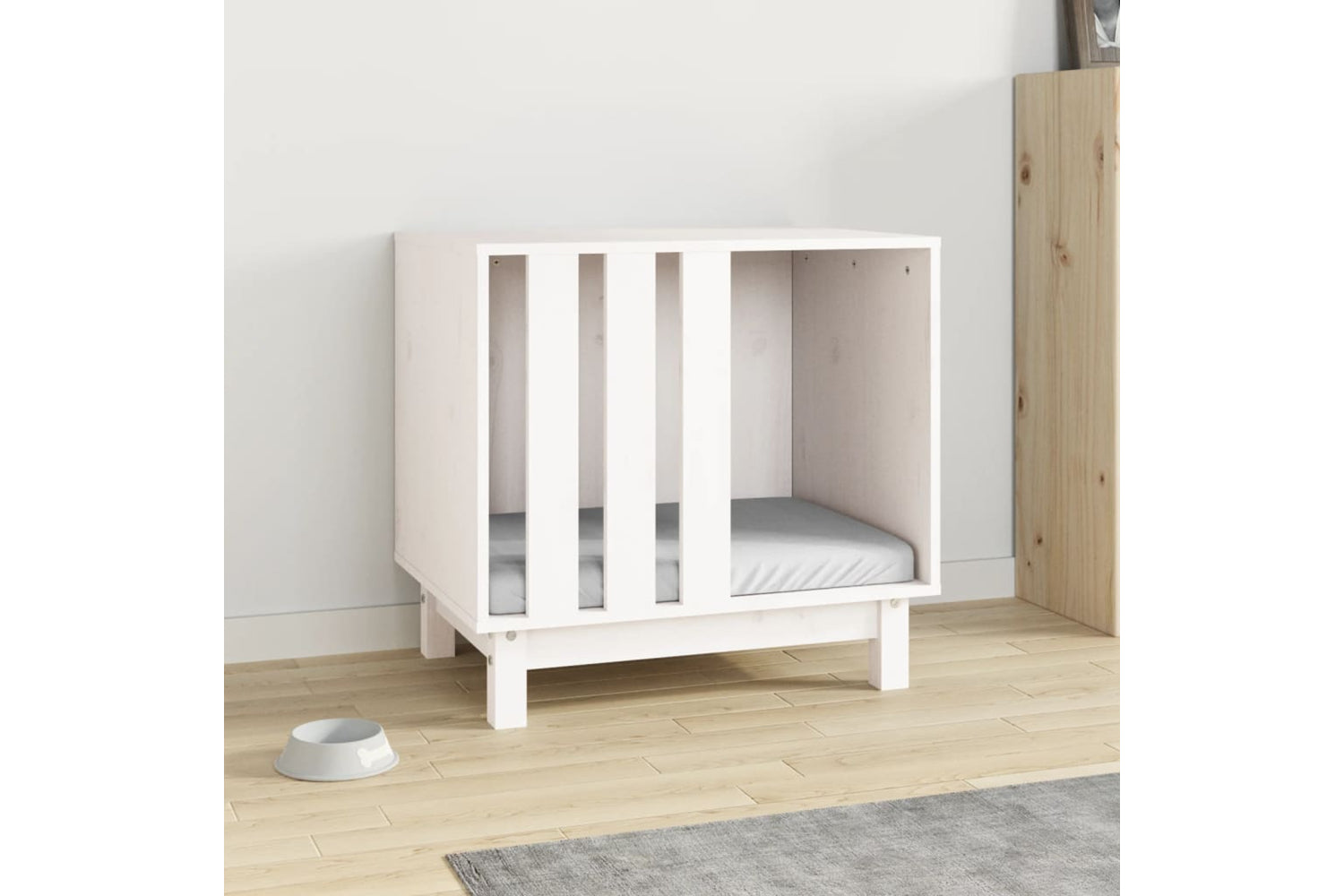 vidaXL 822477 Dog House White 60x45x57cm Solid Wood Pine-2