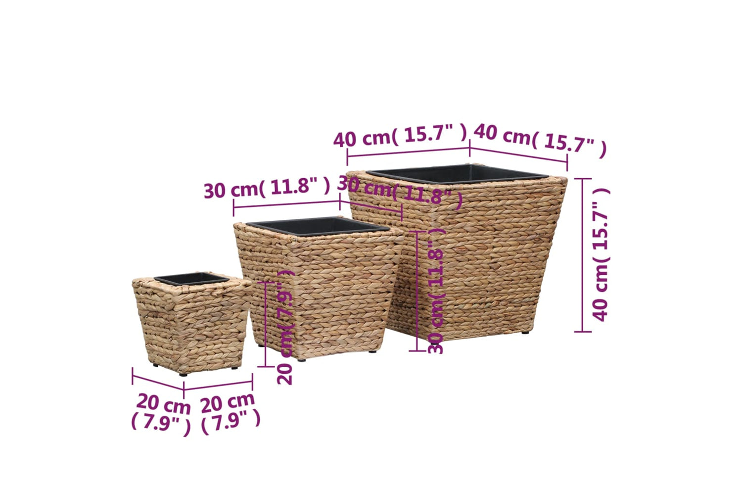 Vidaxl Raised Beds 3 Pcs Water Hyacinth-8