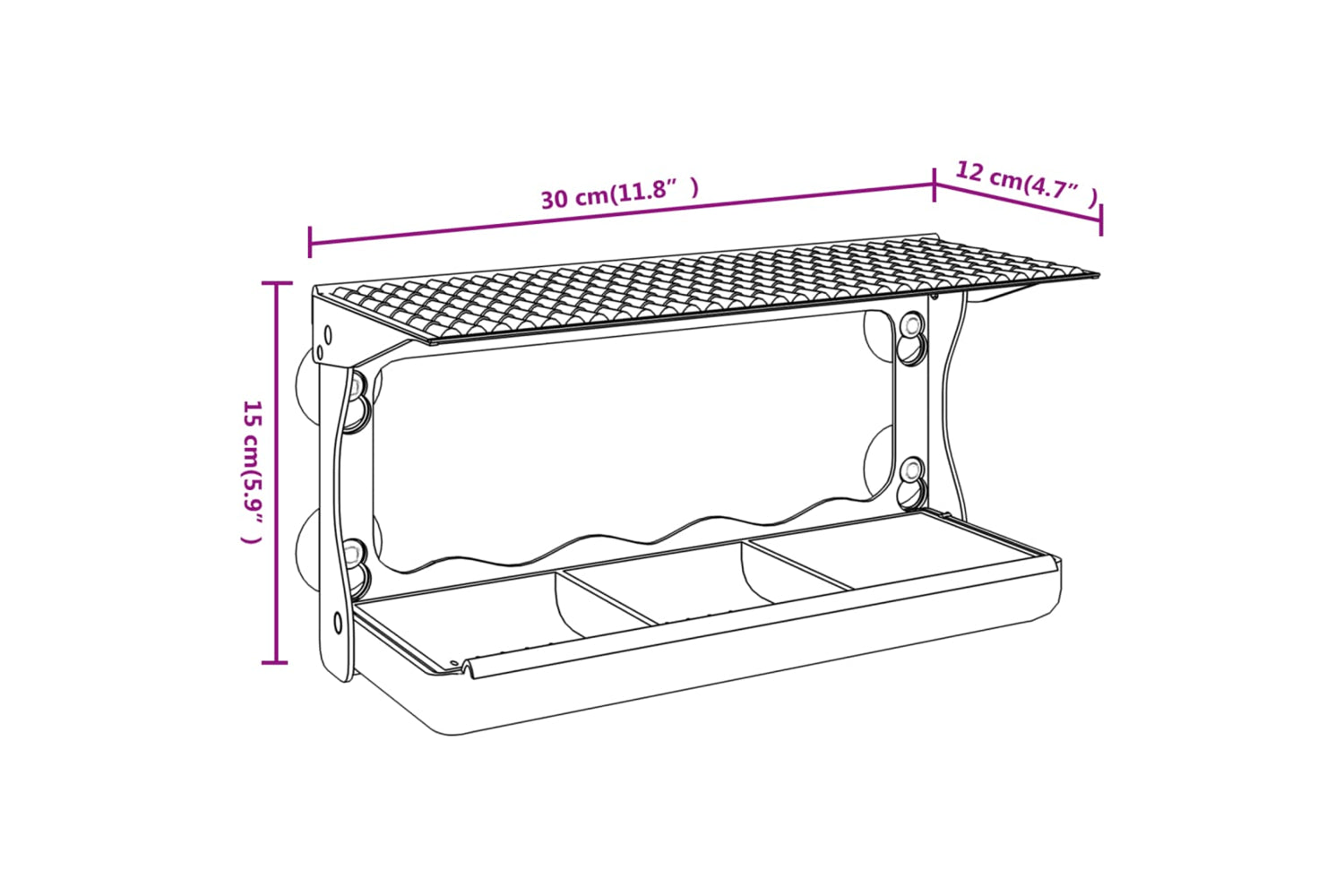 vidaXL 318304 Window Bird Feeders 2 Pcs Acrylic 30x12x15cm-8
