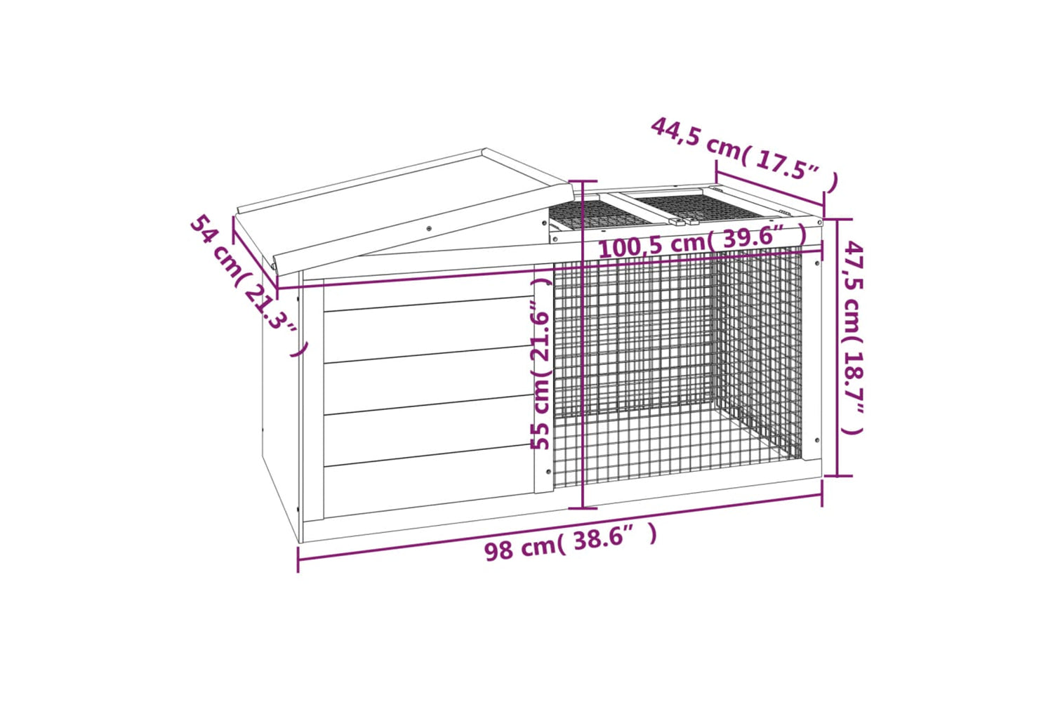 vidaXL 172291 Rabbit Hutch Mocha 100.5x54x55cm Solid Wood Pine-6