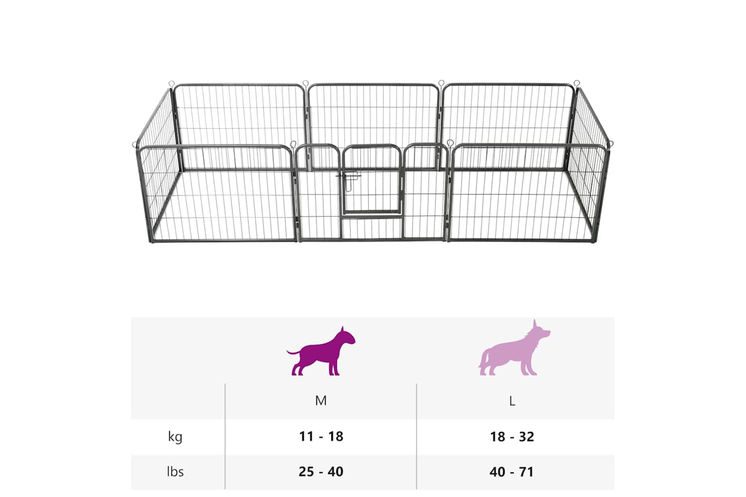 vidaXL 170572 Dog Playpen 8 Panels Steel 80x60cm Black-7