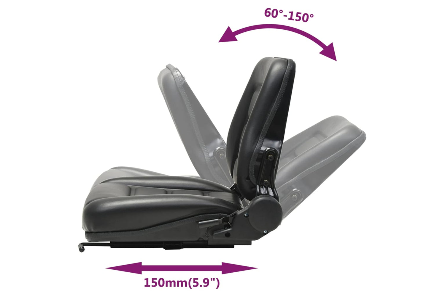 Vidaxl 142318 Forklift & Tractor Seat With Adjustable Backrest Black-7