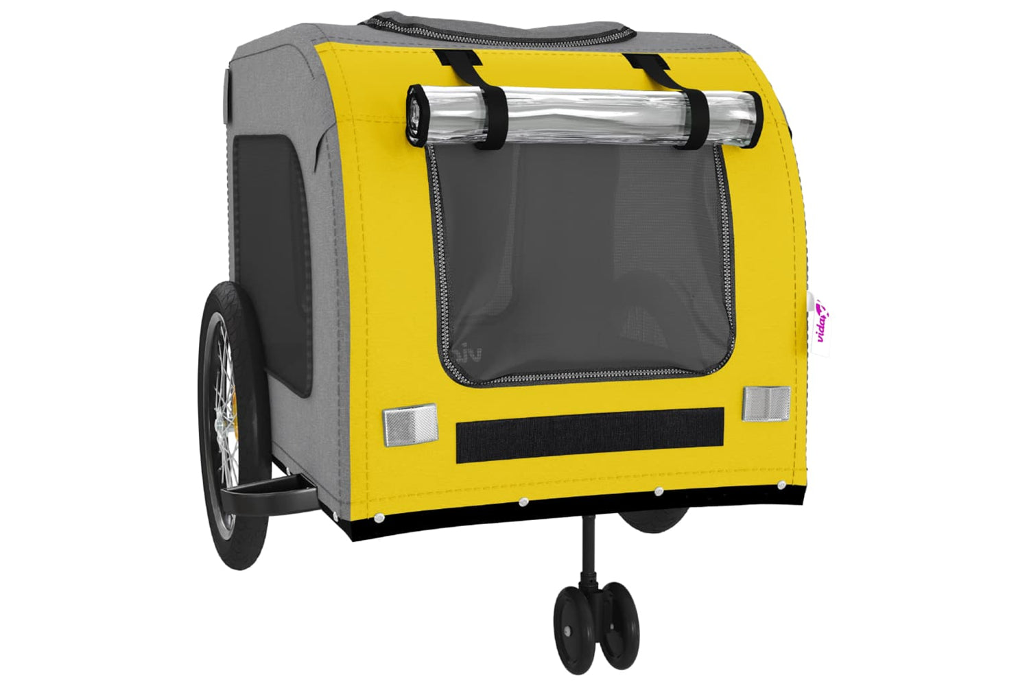 Vidaxl 93861 Pet Bike Trailer Yellow And Grey Oxford Fabric And Iron-4