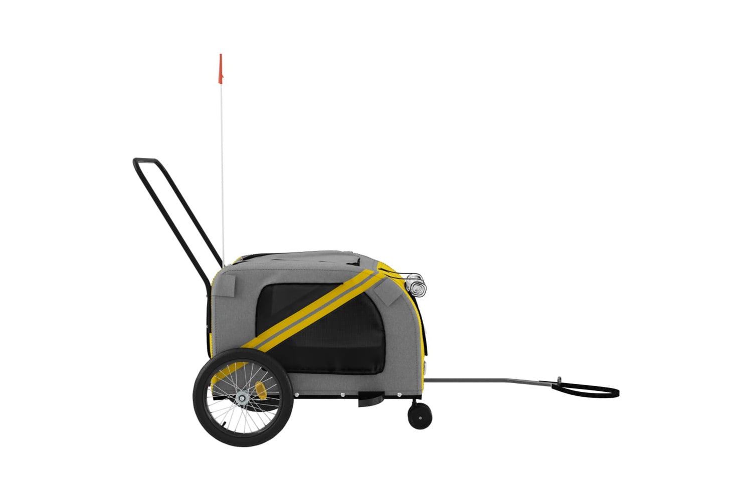 Vidaxl 93903 Pet Bike Trailer Yellow And Grey Oxford Fabric And Iron-5
