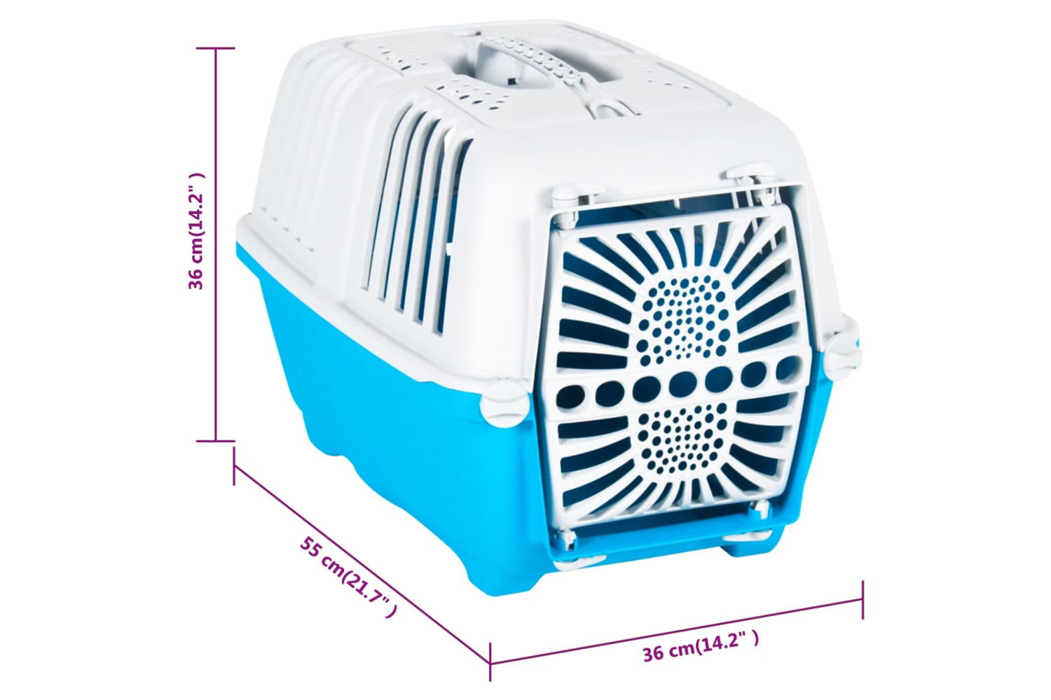 Vidaxl 172217 Pet Carrier White And Blue 55x36x36cm Polypropylene-8