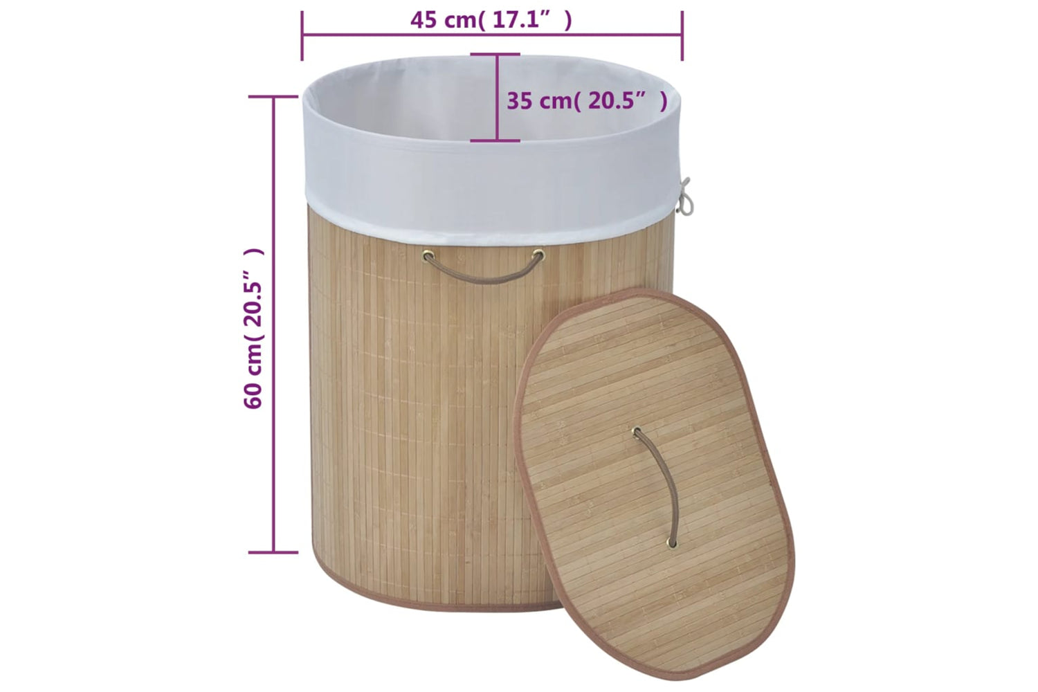 Vidaxl 242727 Bamboo Laundry Bin Oval Natural-7