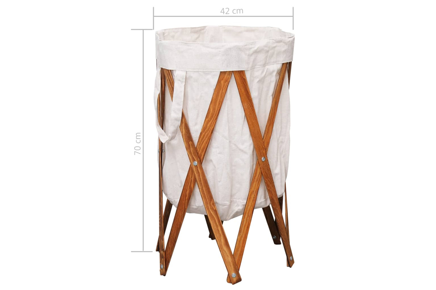 Vidaxl 284227 Folding Laundry Basket Cream Wood And Fabric-7