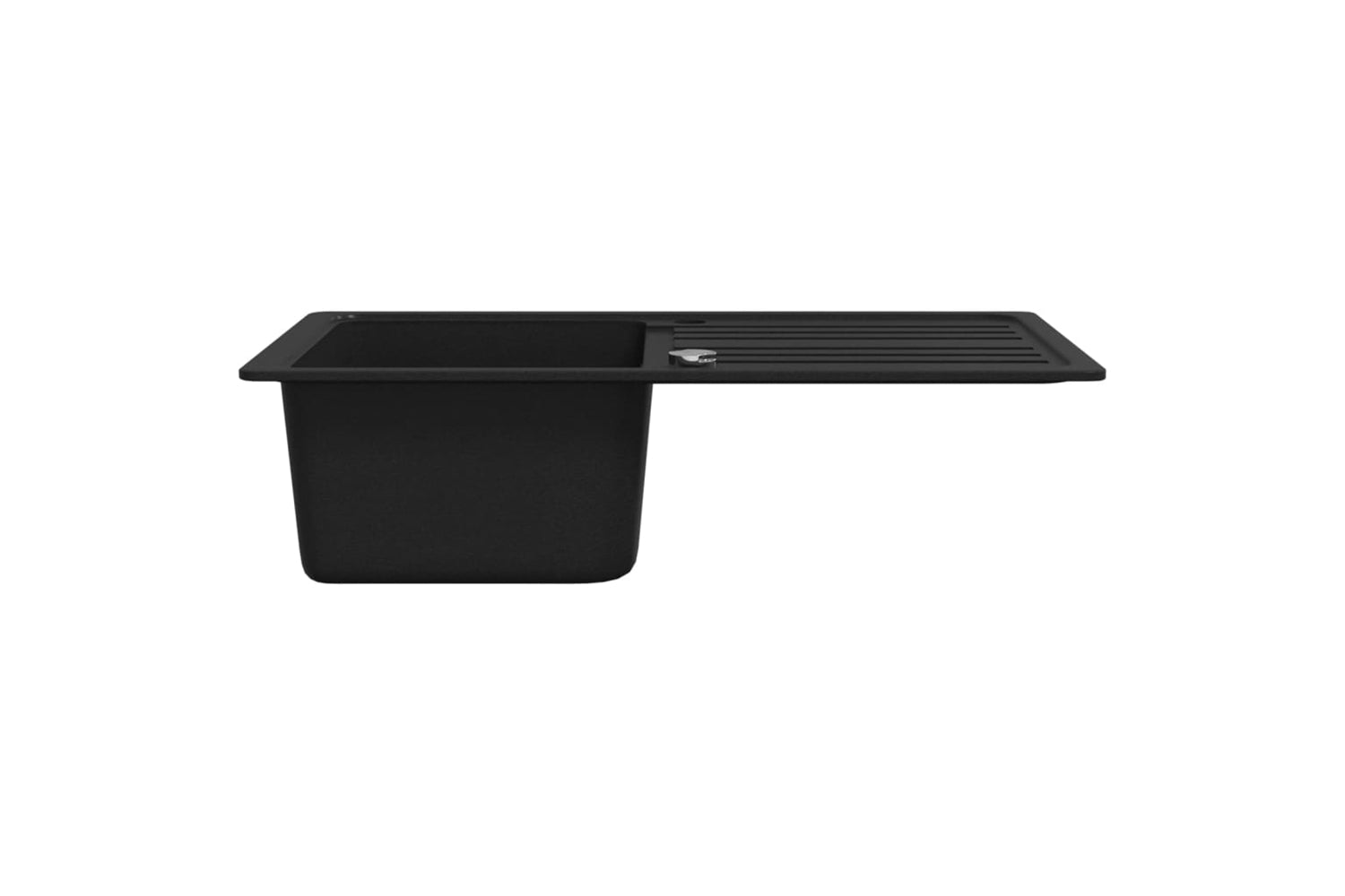 Vidaxl Granite Kitchen Sink Single Basin With Drainer Reversible Black-4