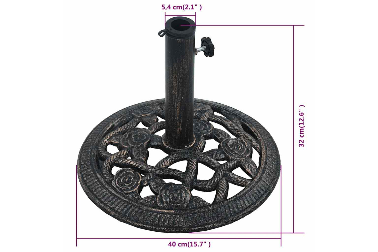 vidaXL 47865 Umbrella Base Black And Bronze 9 Kg 40cm Cast Iron-8