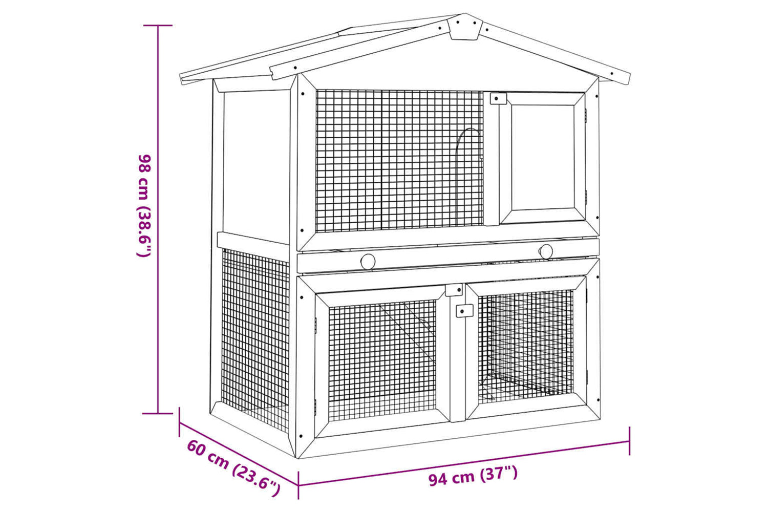 vidaXL 170838 Outdoor Rabbit Hutch 3 Doors Brown Wood-7