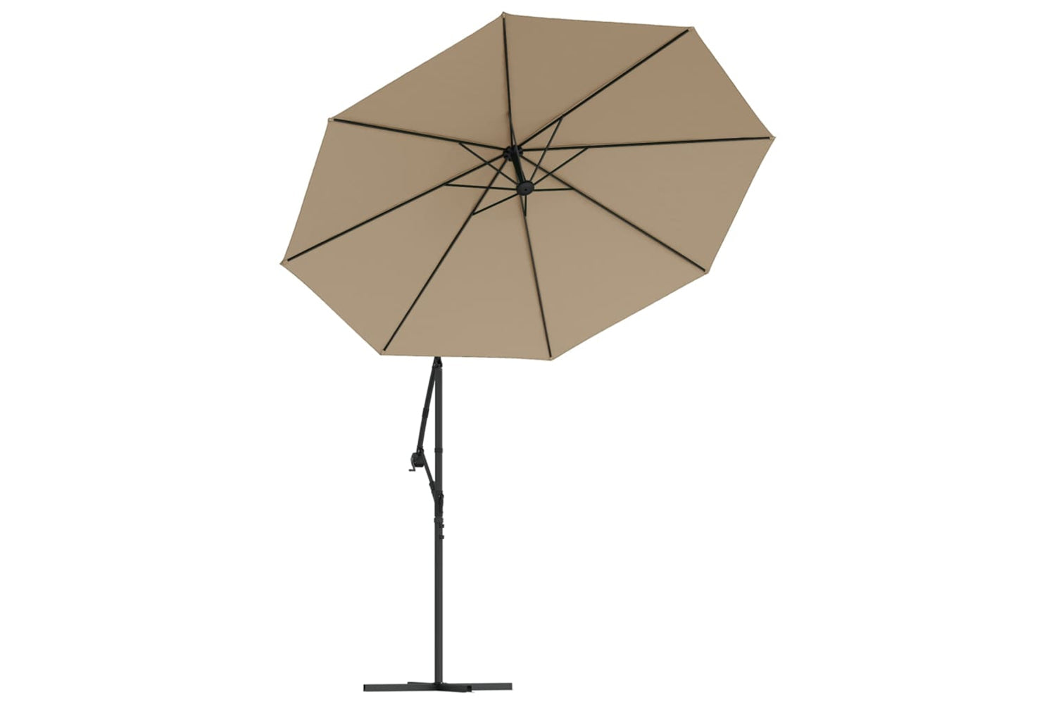 Vidaxl 44522 Cantilever Umbrella With Led Lights And Steel Pole 300 Cm Taupe-4