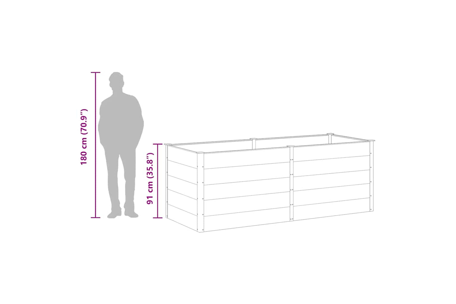 vidaXL 49060 Garden Raised Bed 250x100x91cm Wpc Grey-7