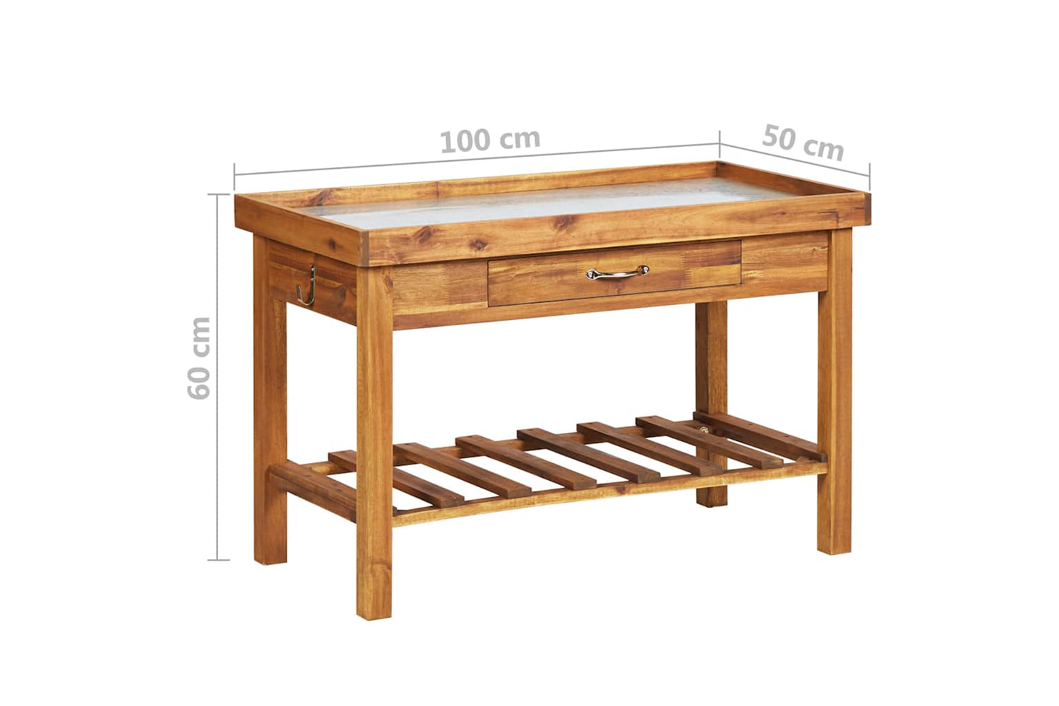 Vidaxl 46561 Garden Work Bench With Zinc Top Solid Acacia Wood-7