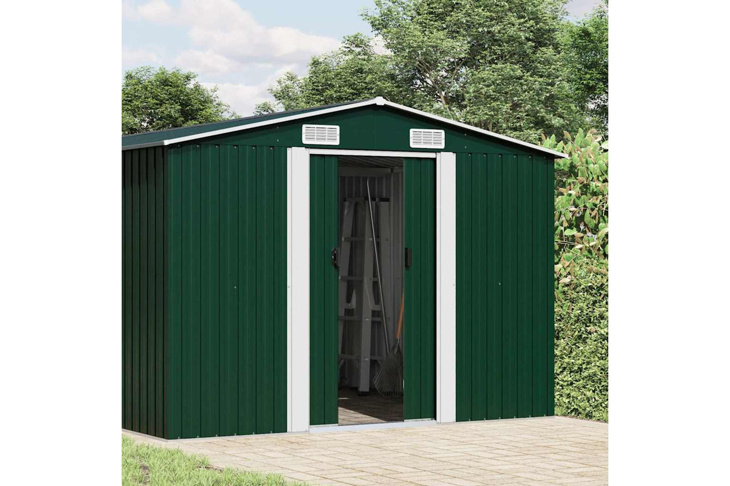vidaXL 47032 Garden Shed Green 257x779x181cm Galvanised Steel-2