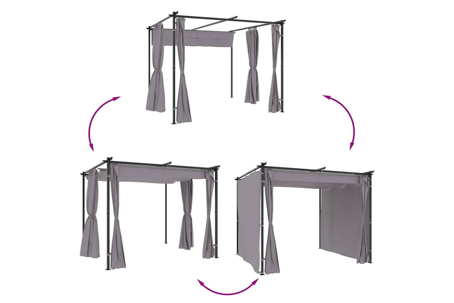 Vidaxl Gazebo With Curtains 3x3 M Anthracite Steel-6
