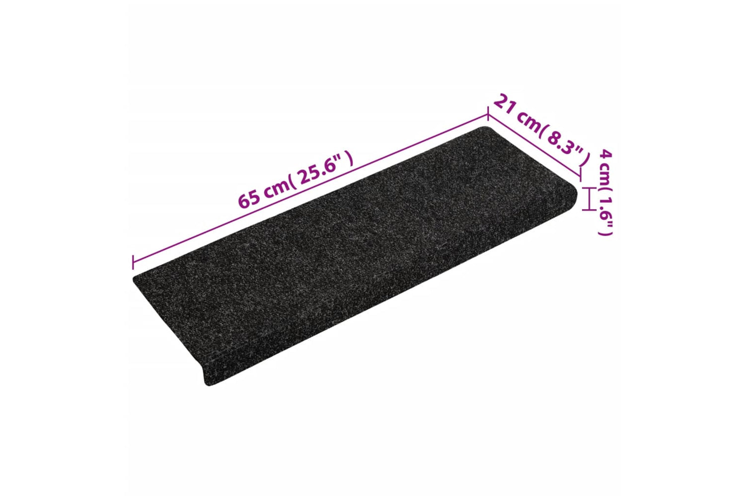vidaXL Stair Mats 15 Pcs Needle Punch 65x21x4cm Black-6