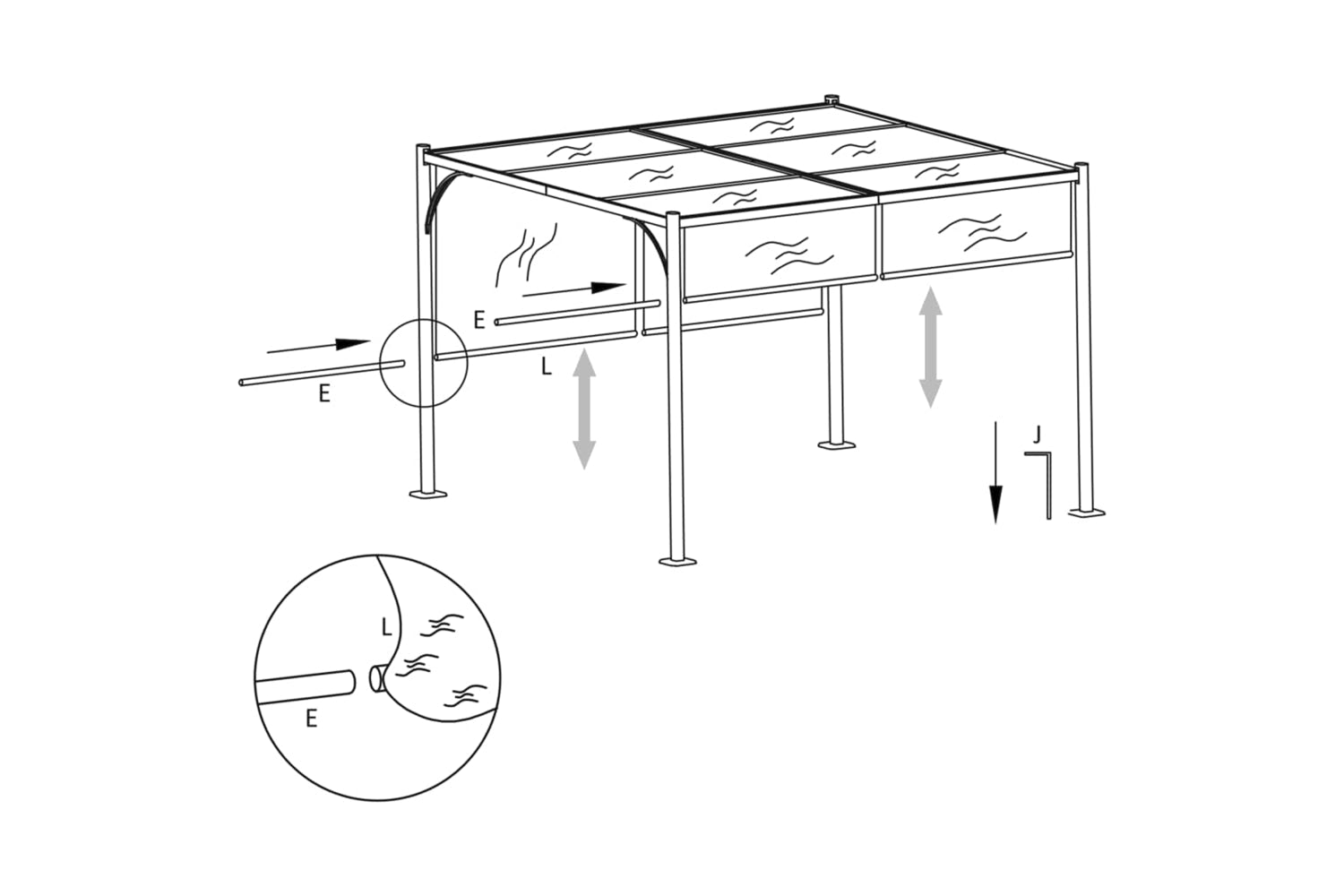 Vidaxl 49323 Pergola With Adjustable Roof Cream White 3x3 M Steel-6