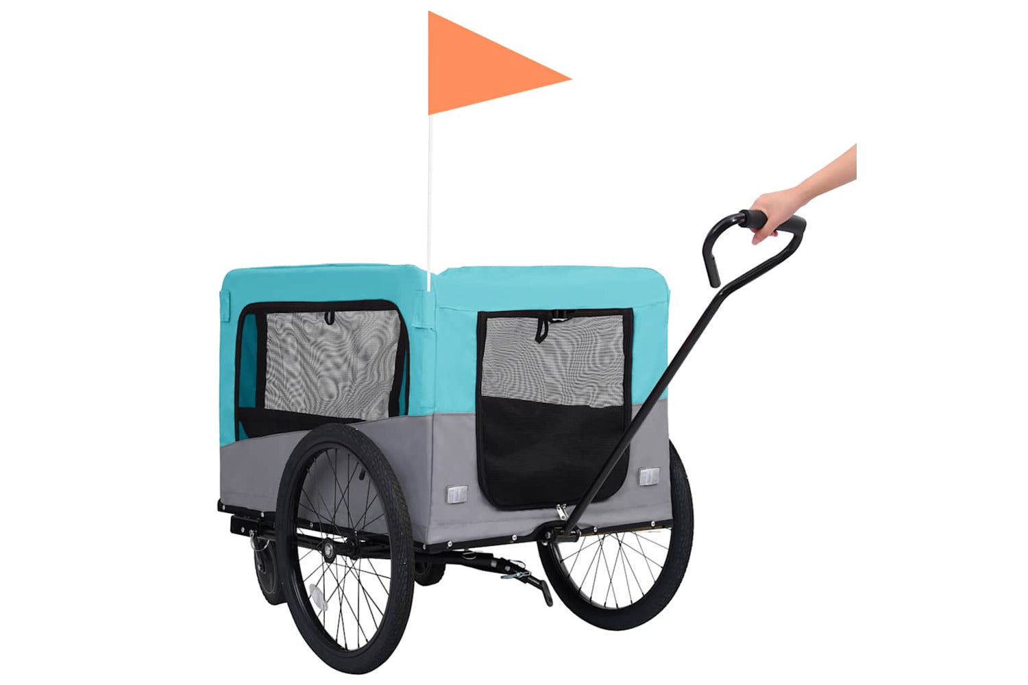 Vidaxl 2-in-1 Pet Bike Trailer & Jogging Stroller Blue And Grey-6