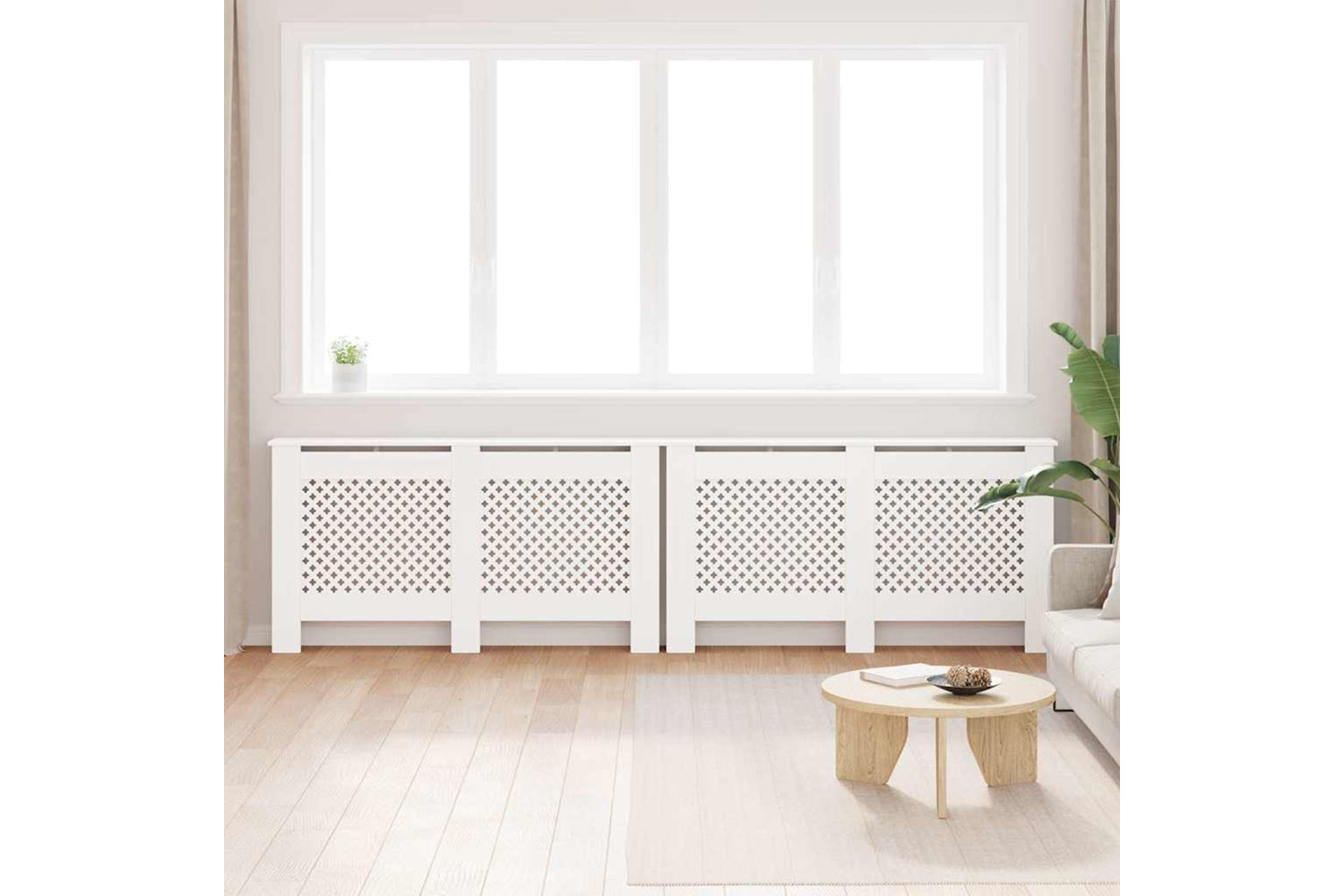 vidaXL 3051378 Radiator Covers 2 Pcs White 152x19x81.5cm Mdf-2