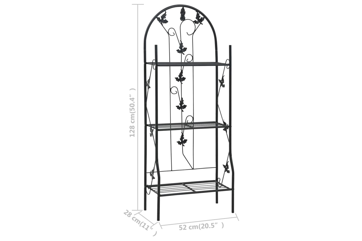 vidaXL 47097 3-layer Plant Rack Black 52x28x128cm Iron-7