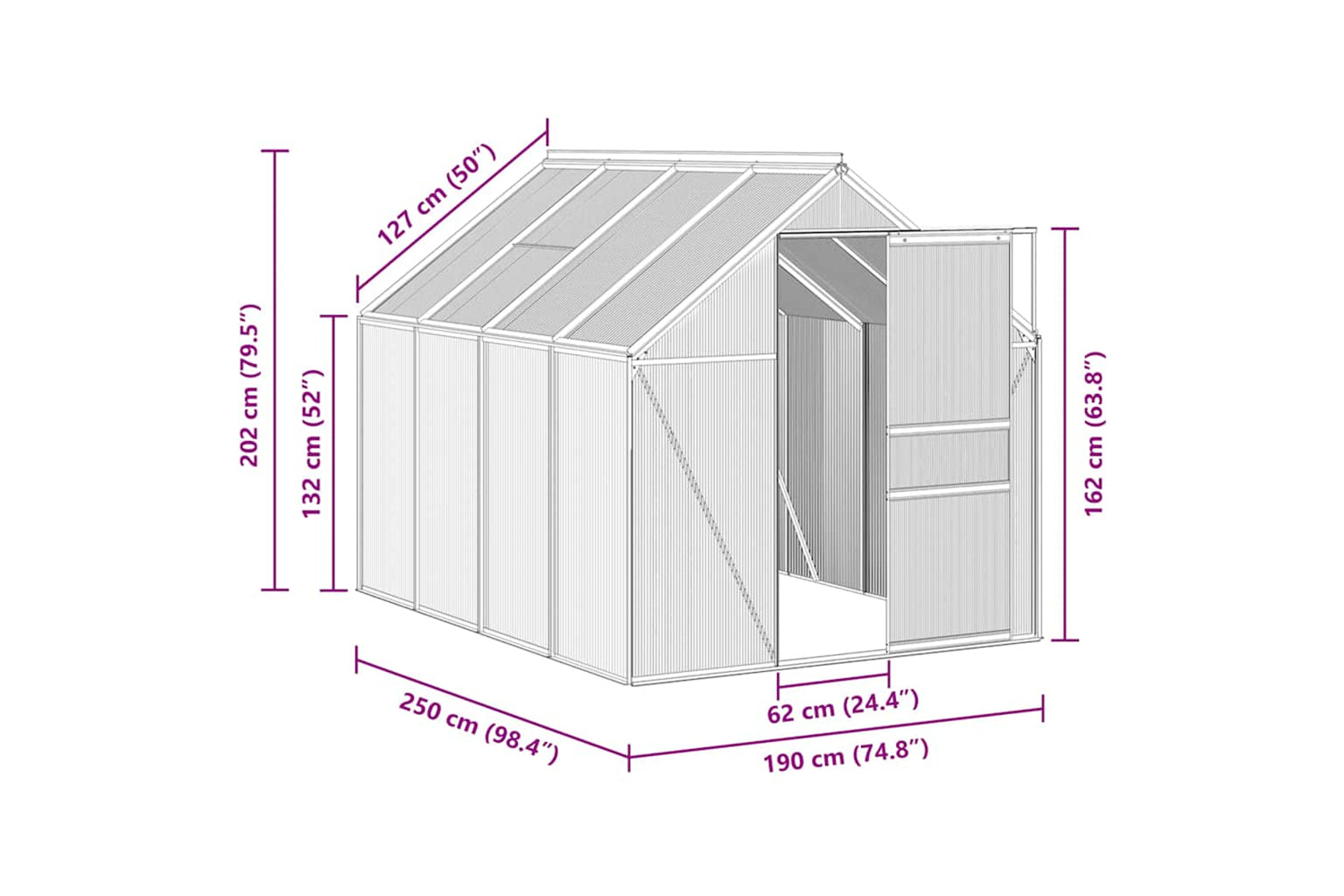 Vidaxl 48216 Greenhouse With Base Frame Anthracite Aluminium 4.75 Mâ²-7