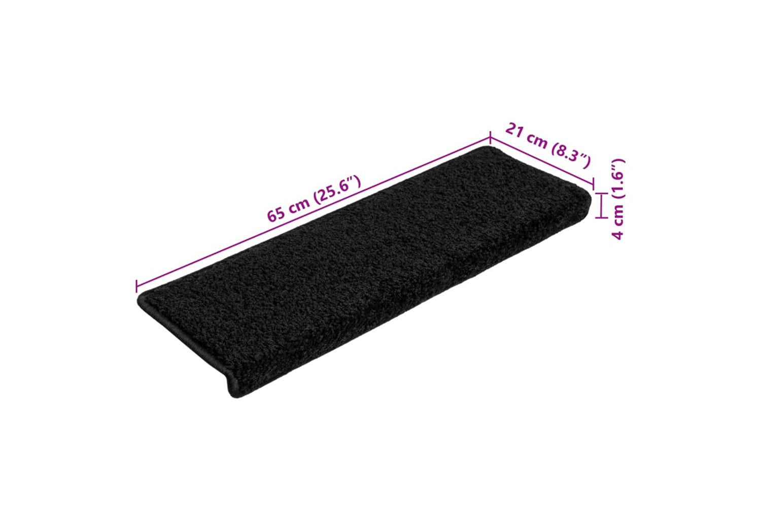 vidaXL Stair Mats 10 Pcs 65x21x4cm Black-8