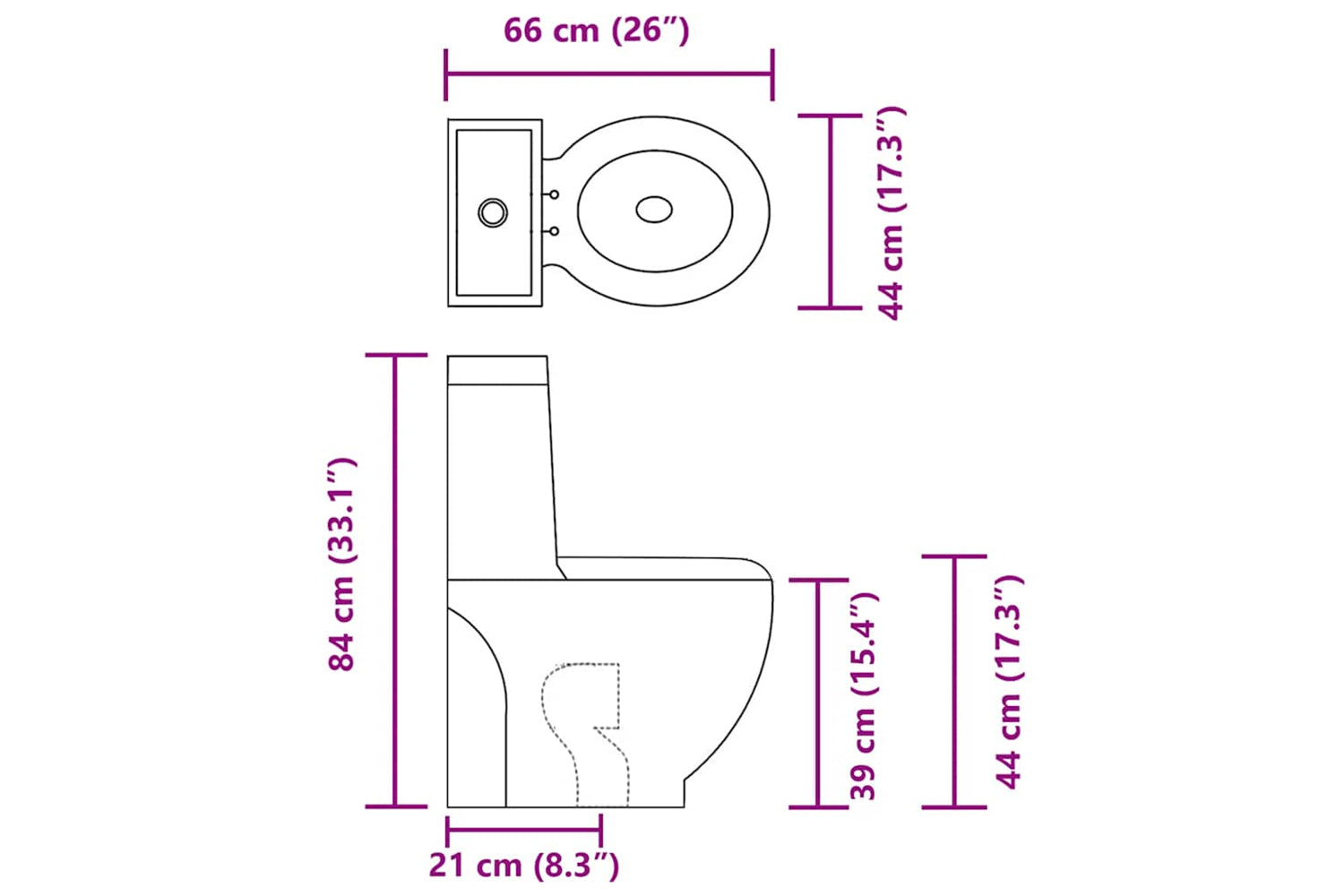 vidaXL 3059889 Bottom Water Flow WC Ceramic Round Toilet | Black-8