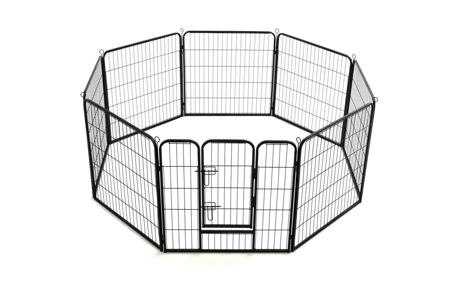 vidaXL 170571 Dog Playpen 8 Panels Steel 80x80cm Black-4
