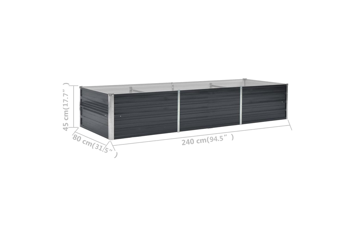 vidaXL 45727 Garden Raised Bed Anthracite 240x80x45cm Galvanised Steel-7