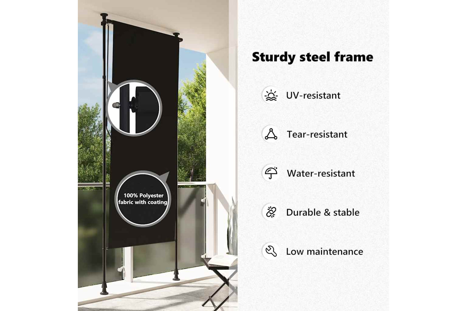 Vidaxl Outdoor Roller Blind 120x270 Cm Anthracite-8