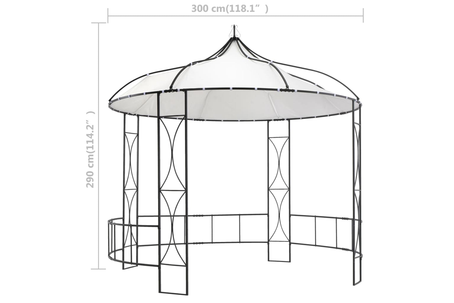 vidaXL 310030 Gazebo 300x290cm White Round-6