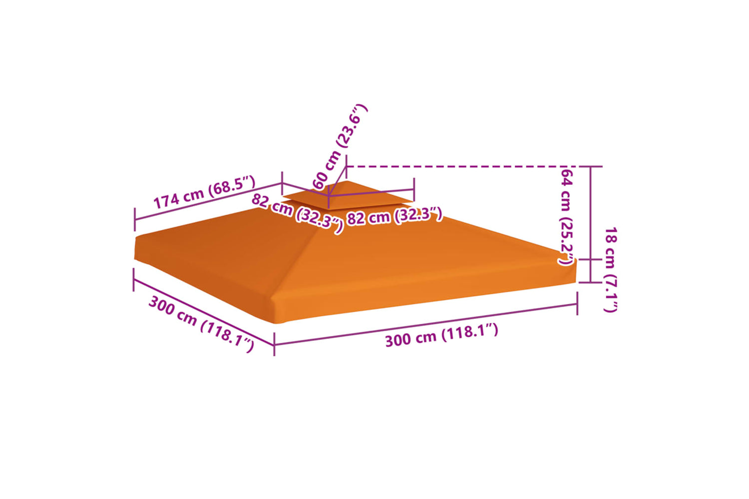 Vidaxl Gazebo Cover Canopy Replacement 310 G / MÃ¢Â² Orange 3 X 3 M-6
