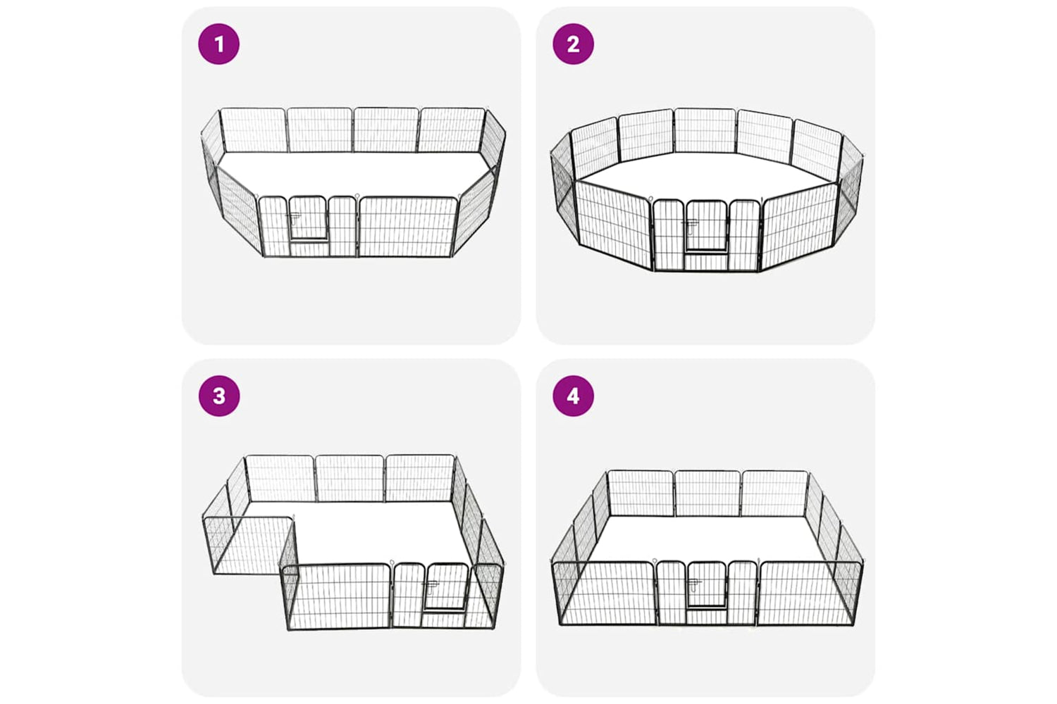 vidaXL 170573 Dog Playpen 12 Panels Steel 80x60cm Black-4