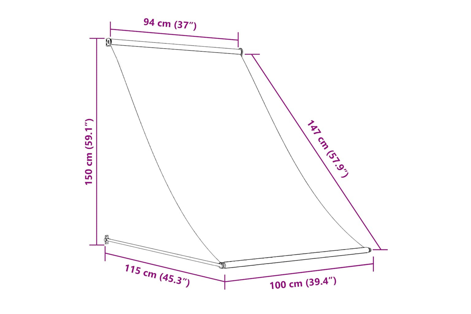 vidaXL 145889 Retractable Awning 100x150cm Blue And White-7