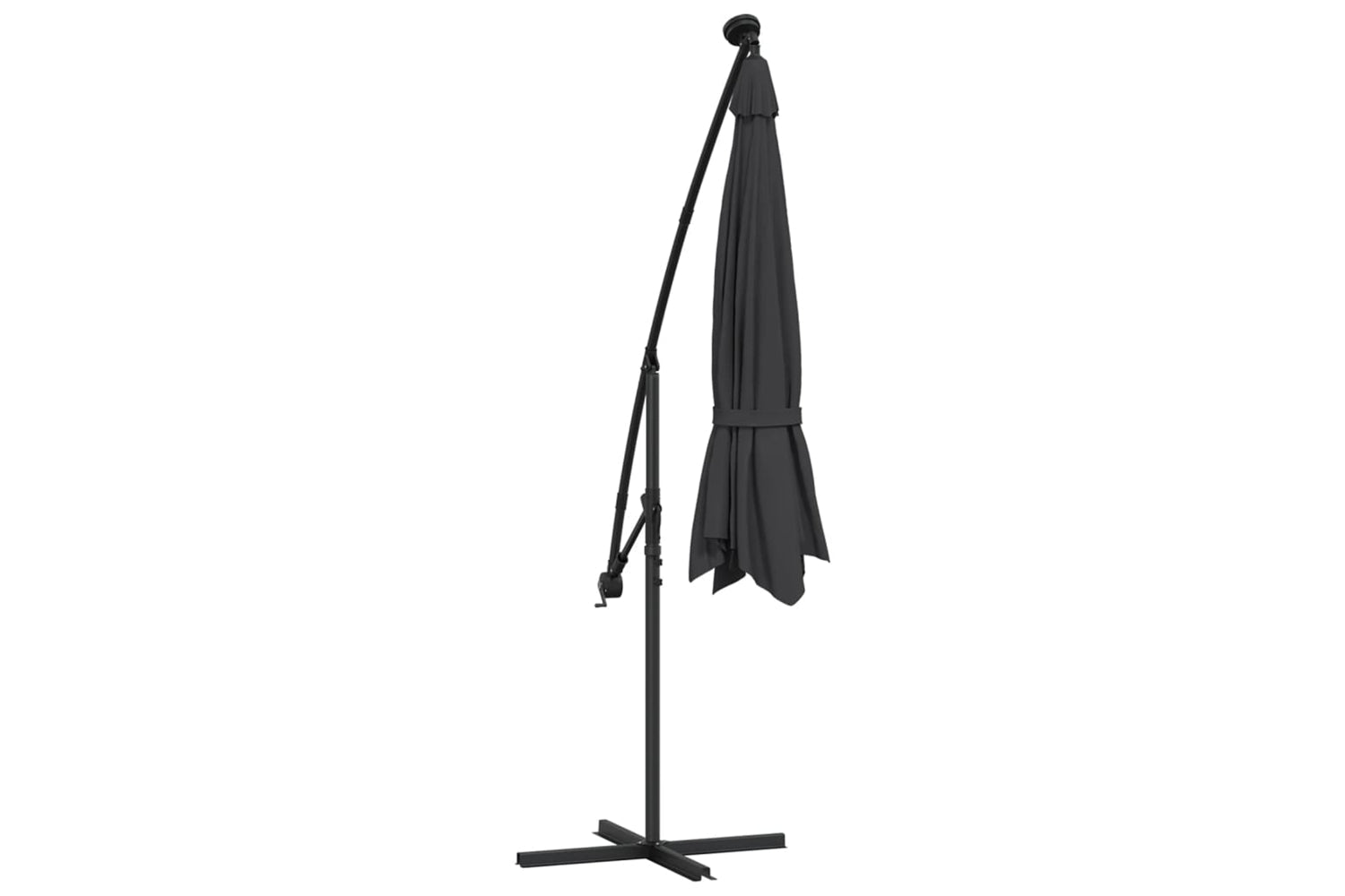 Vidaxl 47136 Cantilever Umbrella With Led Lights And Steel Pole 300 Cm Black-7