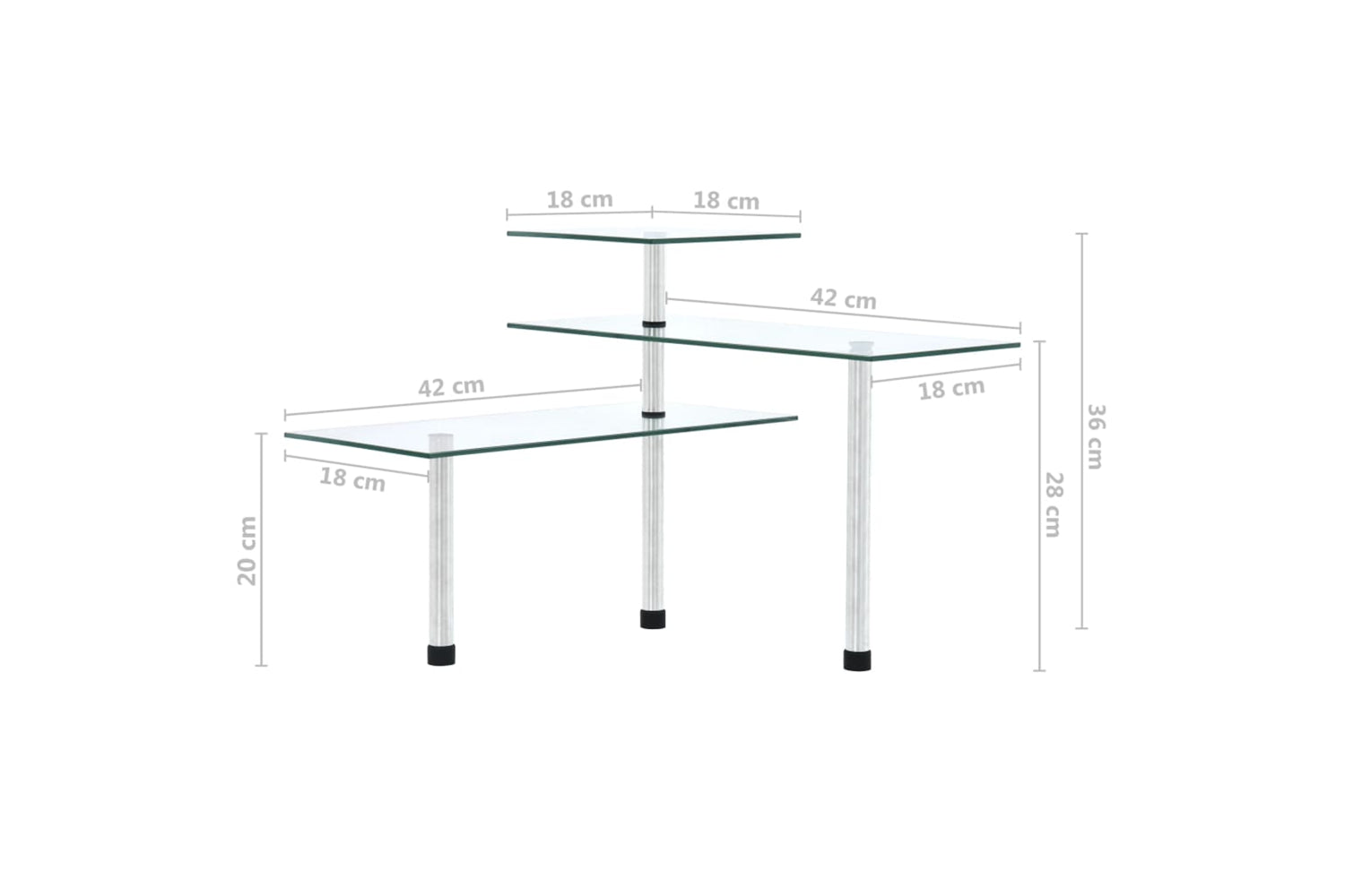 Vidaxl 249502 3-tier Corner Kitchen Shelf Tempered Glass-8
