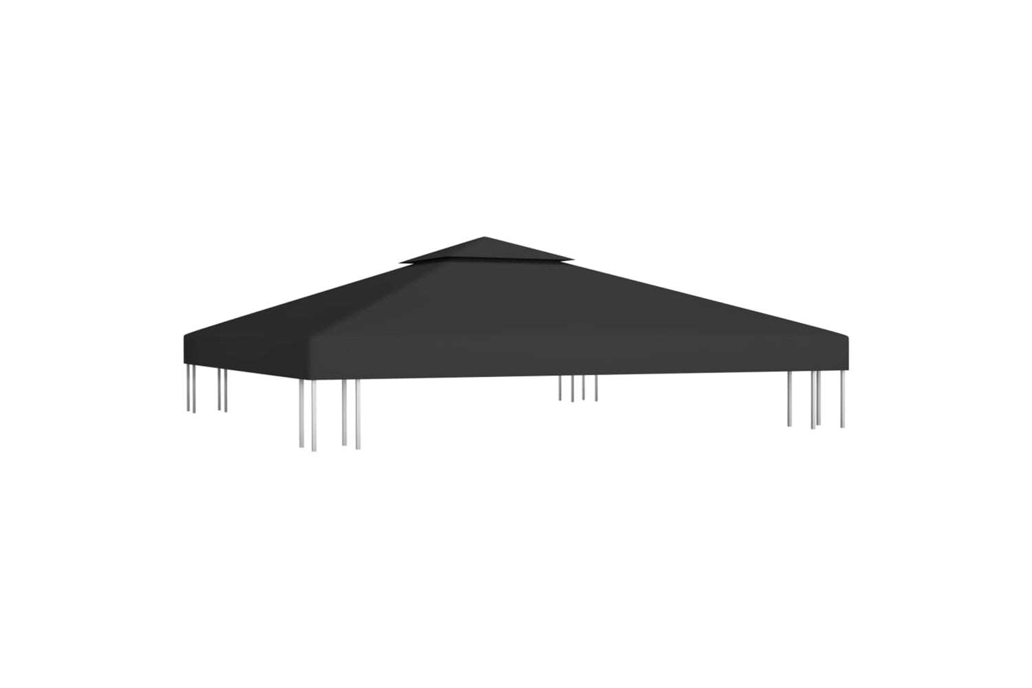 Vidaxl 2-tier Gazebo Top Cover 310 G/m2 3x3 M Black-2