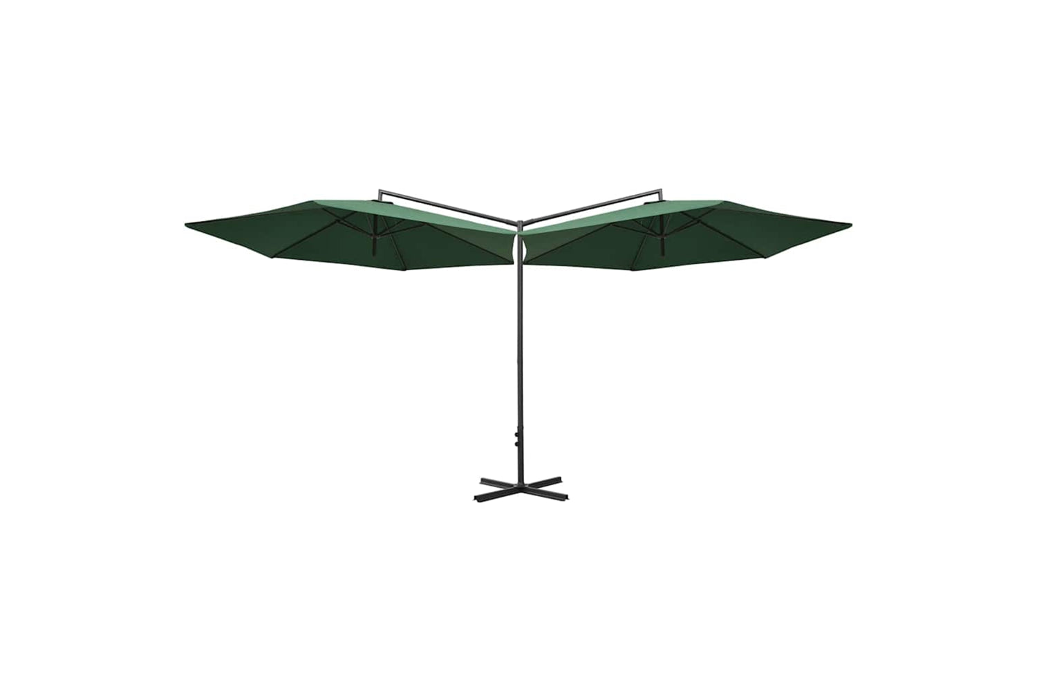 Vidaxl 312562 Double Parasol With Steel Pole Green 600 Cm-2