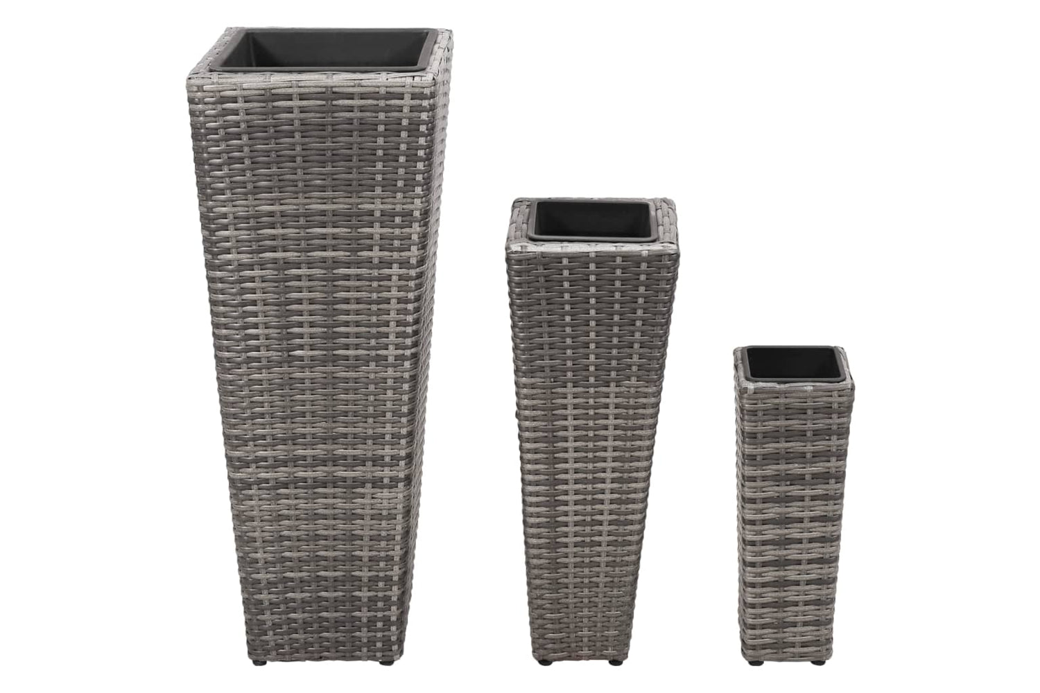 Vidaxl 45424 Garden Raised Beds 3 Pcs Poly Rattan Grey-2