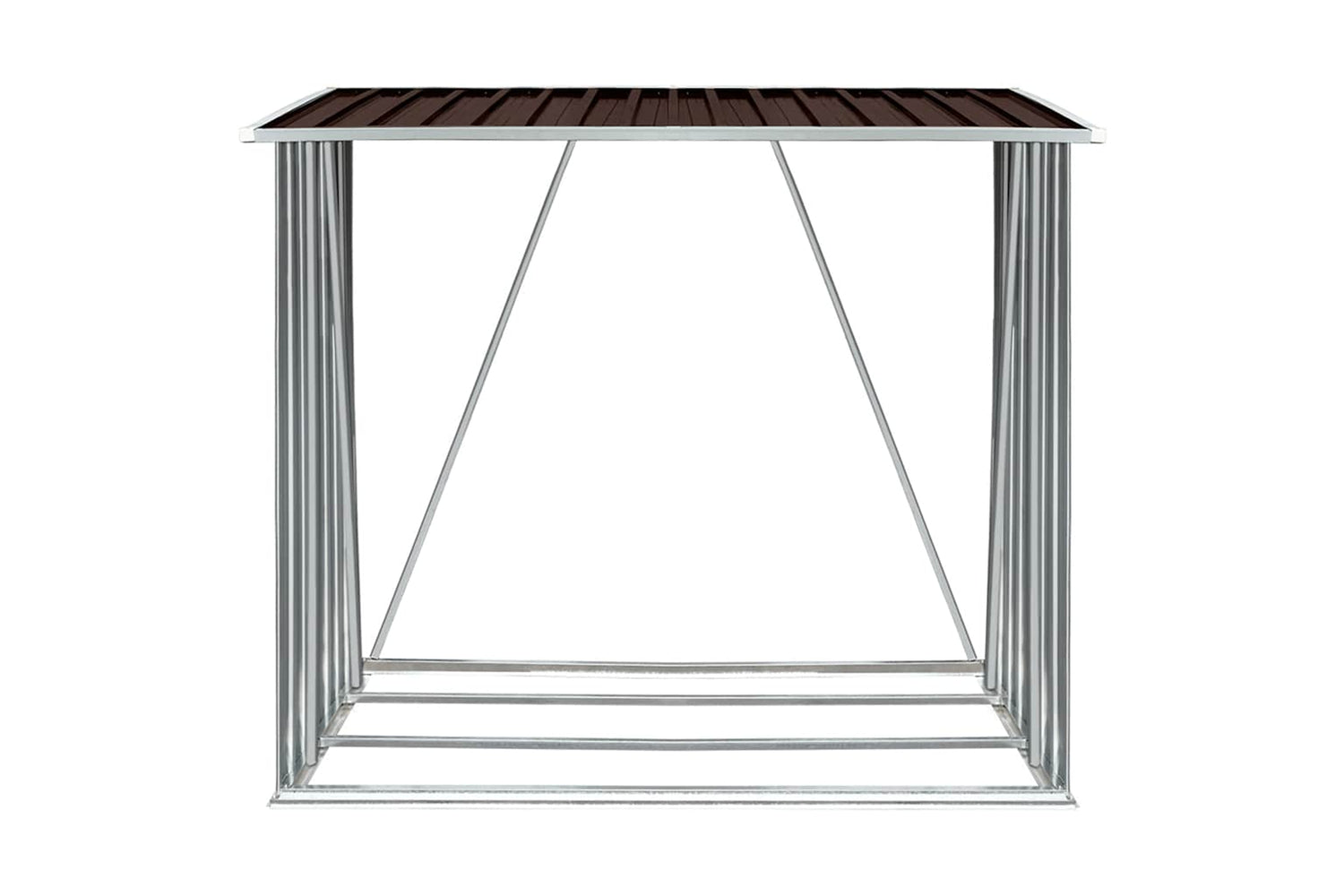vidaXL 47090 Garden Log Storage Shed Galvanised Steel 163x83x154cm Brown-2