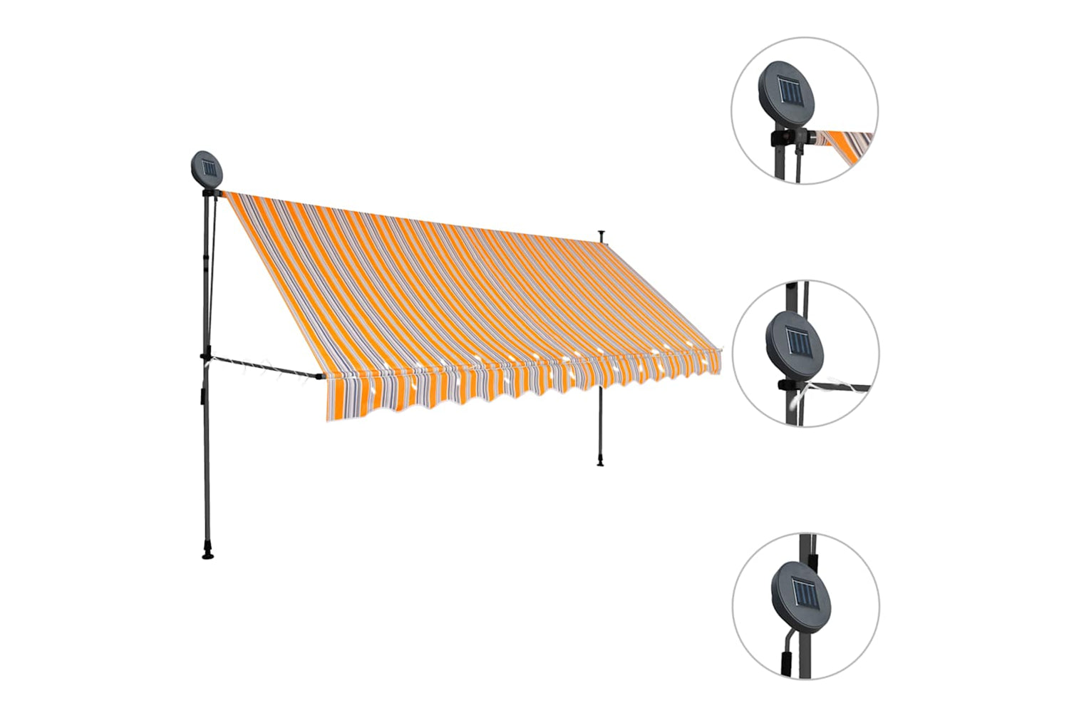 vidaXL 145854 Manual Retractable Awning With Led 400cm Yellow And Blue-4