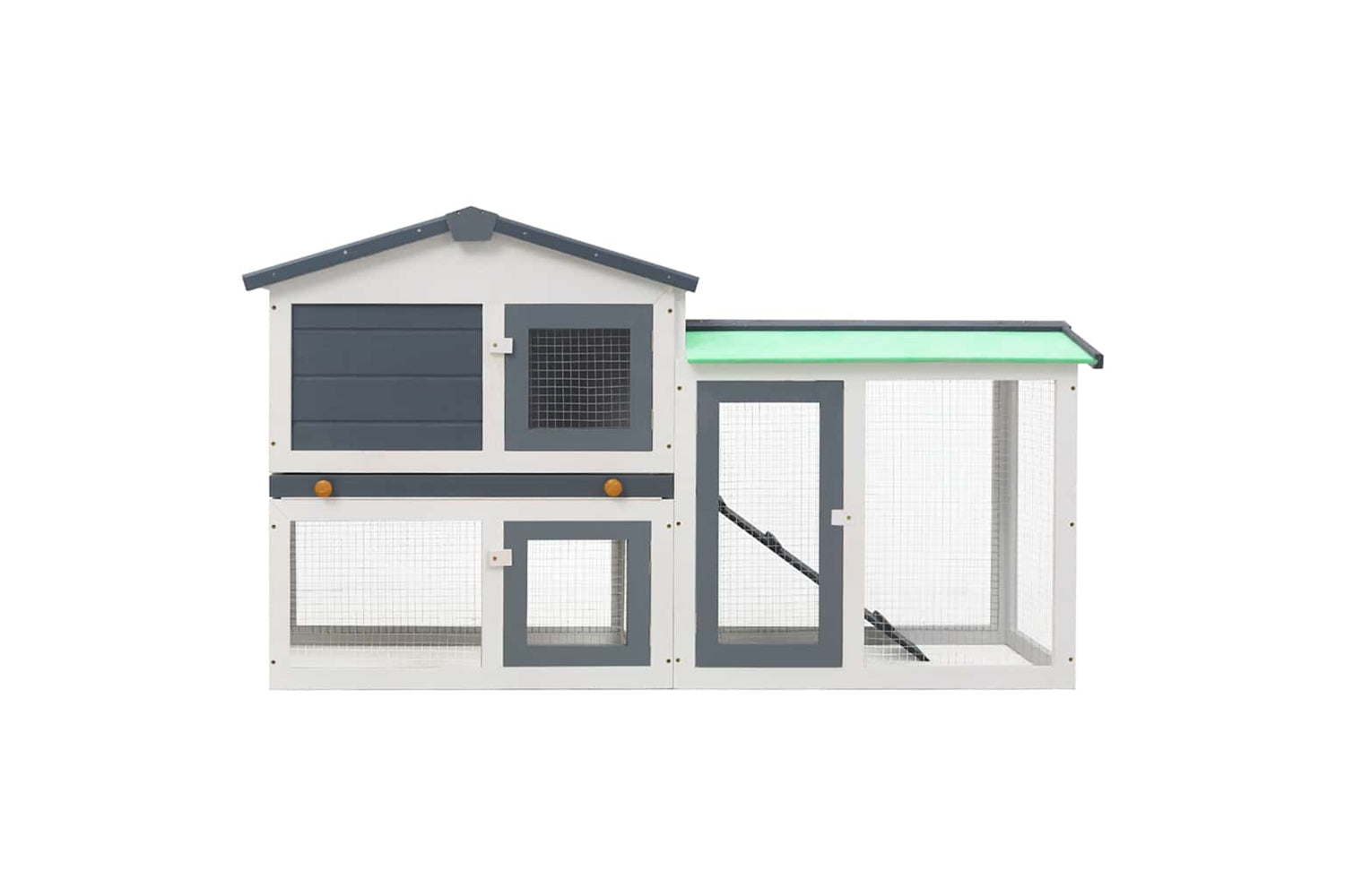 Vidaxl 170840 Outdoor Large Rabbit Hutch Grey And White 145 X 45 X 84 Wood-3
