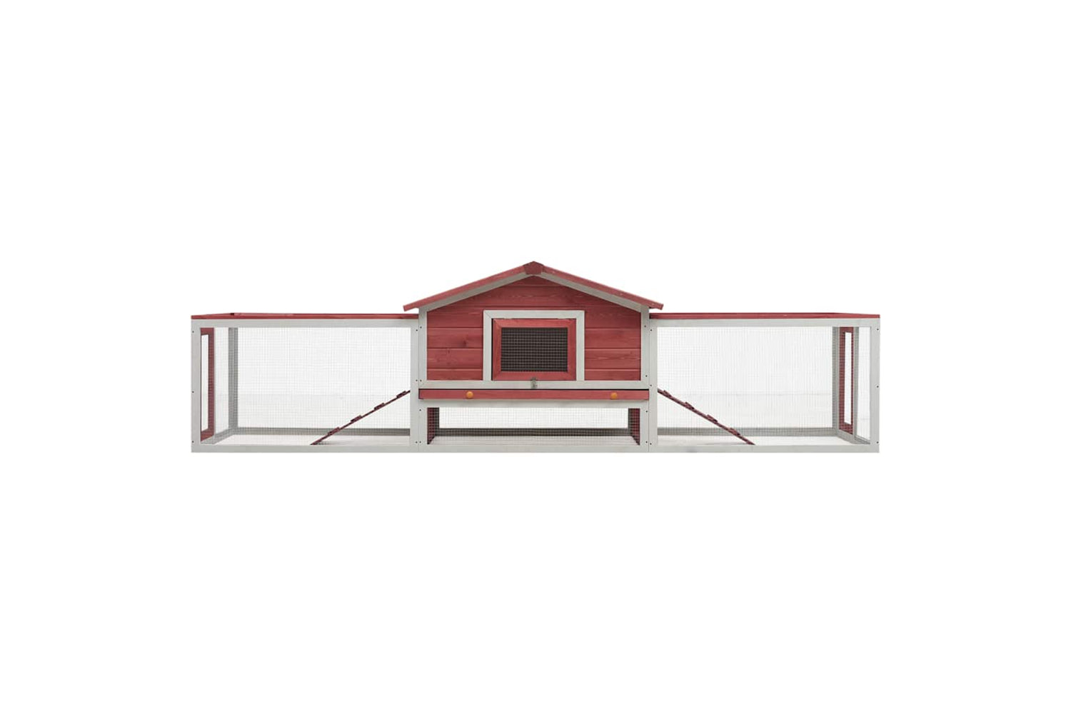 vidaXL 170860 Rabbit Hutch Red 310x70x87cm Solid Pine & Fir Wood-3