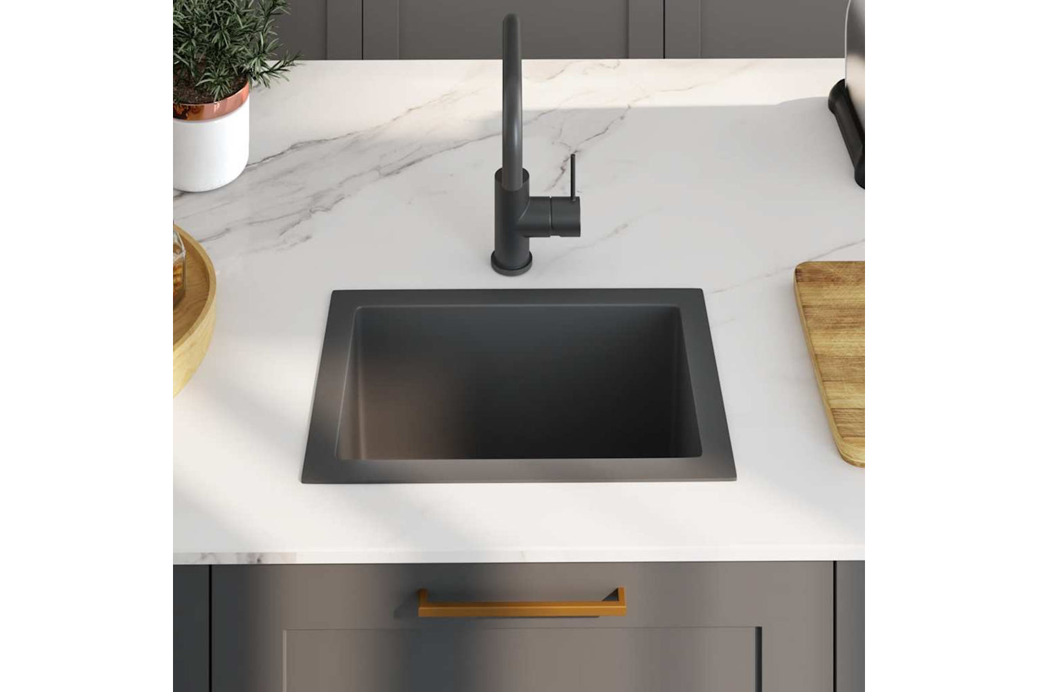 Vidaxl 145082 Handmade Kitchen Sink Black Stainless Steel-2