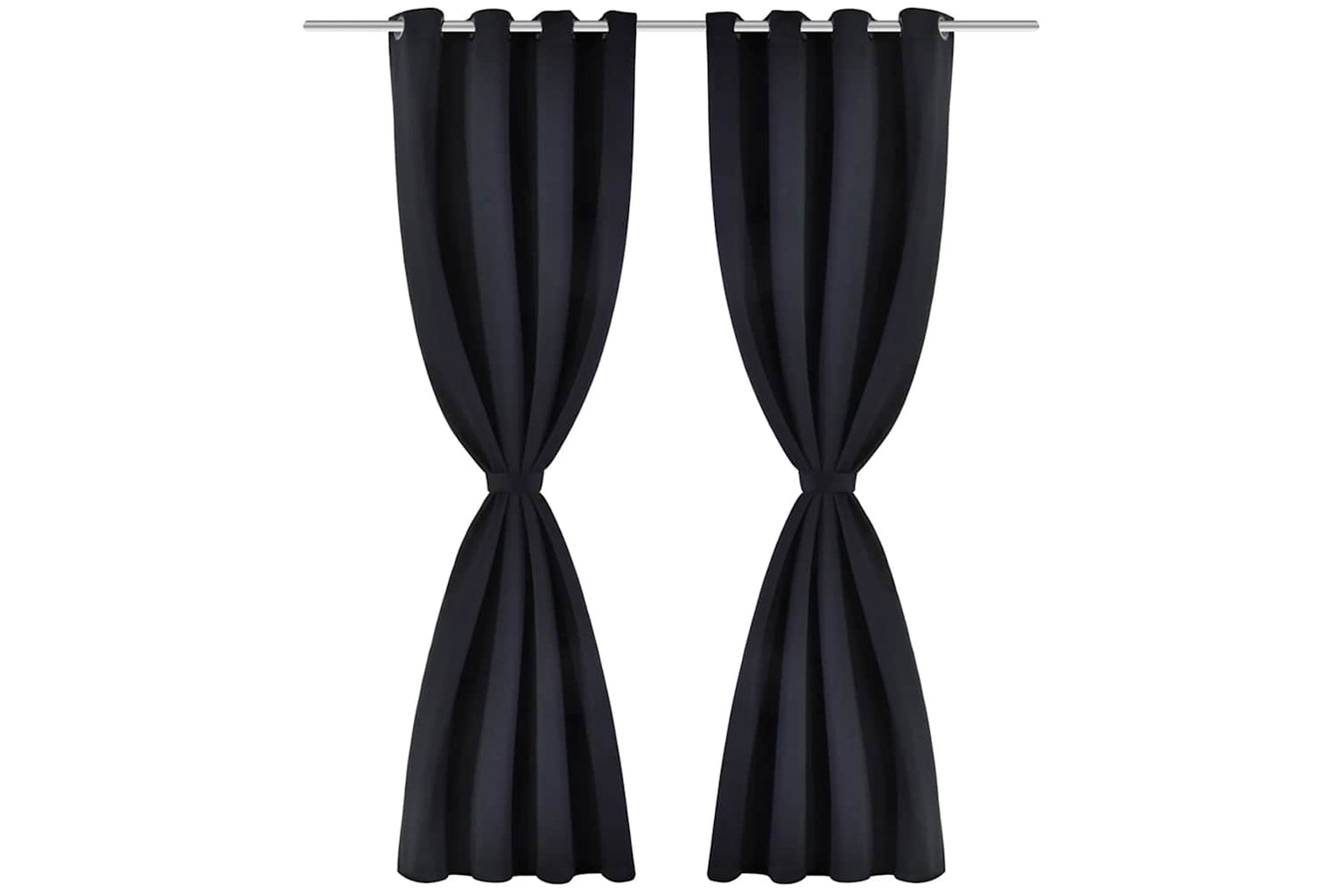 vidaXL 130369 2 Pcs Black Blackout Curtains With Metal Rings 135 X 245cm-2