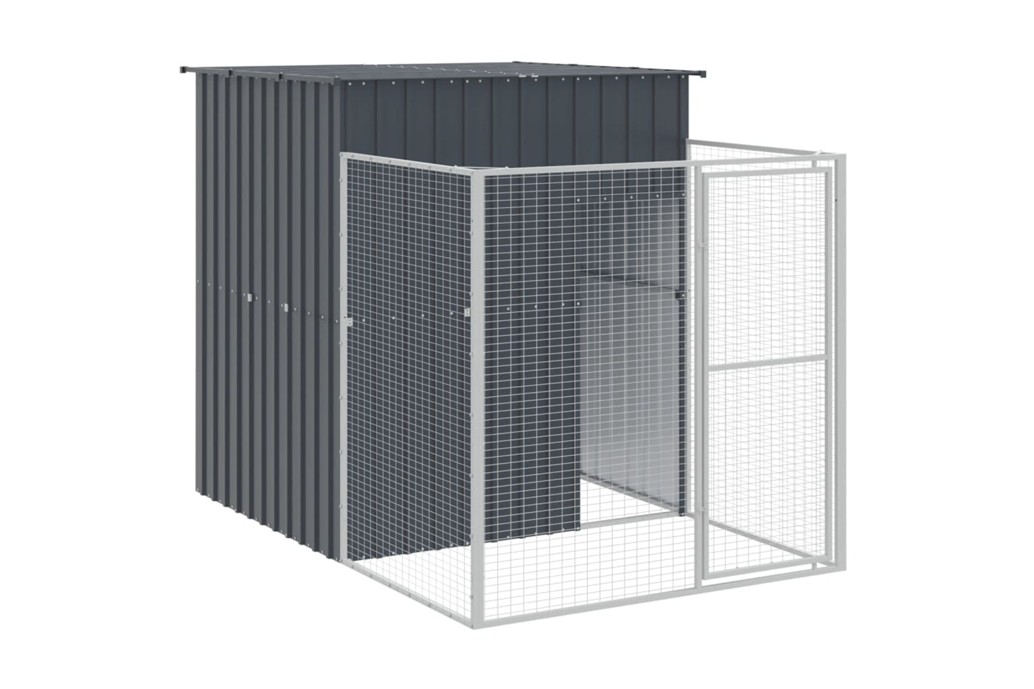 vidaXL 3189102 Dog House With Run Anthracite 165x1067x181cm Galvanised Steel-5
