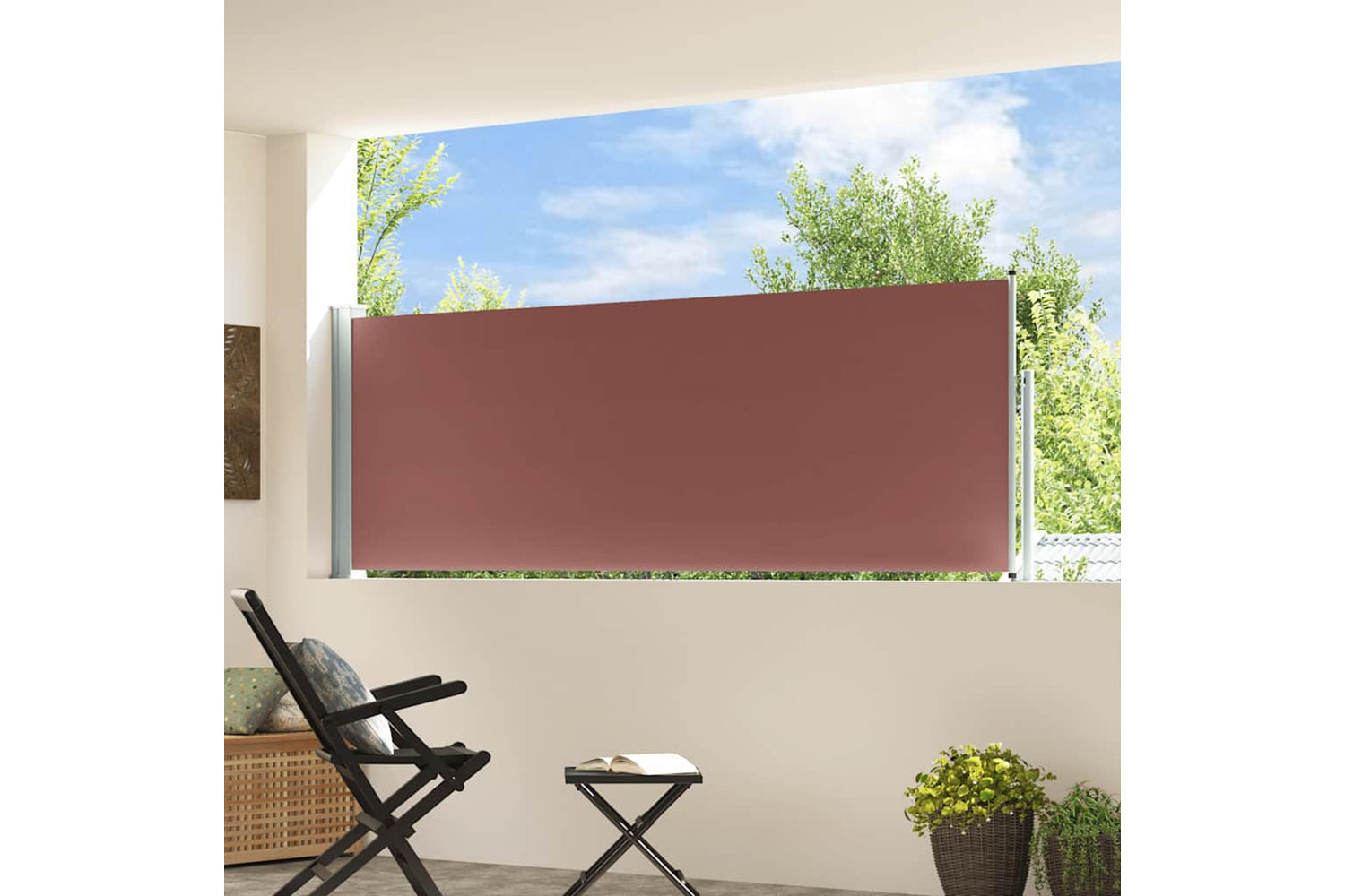 vidaXL 48375 Patio Retractable Side Awning 100x300cm Brown-2