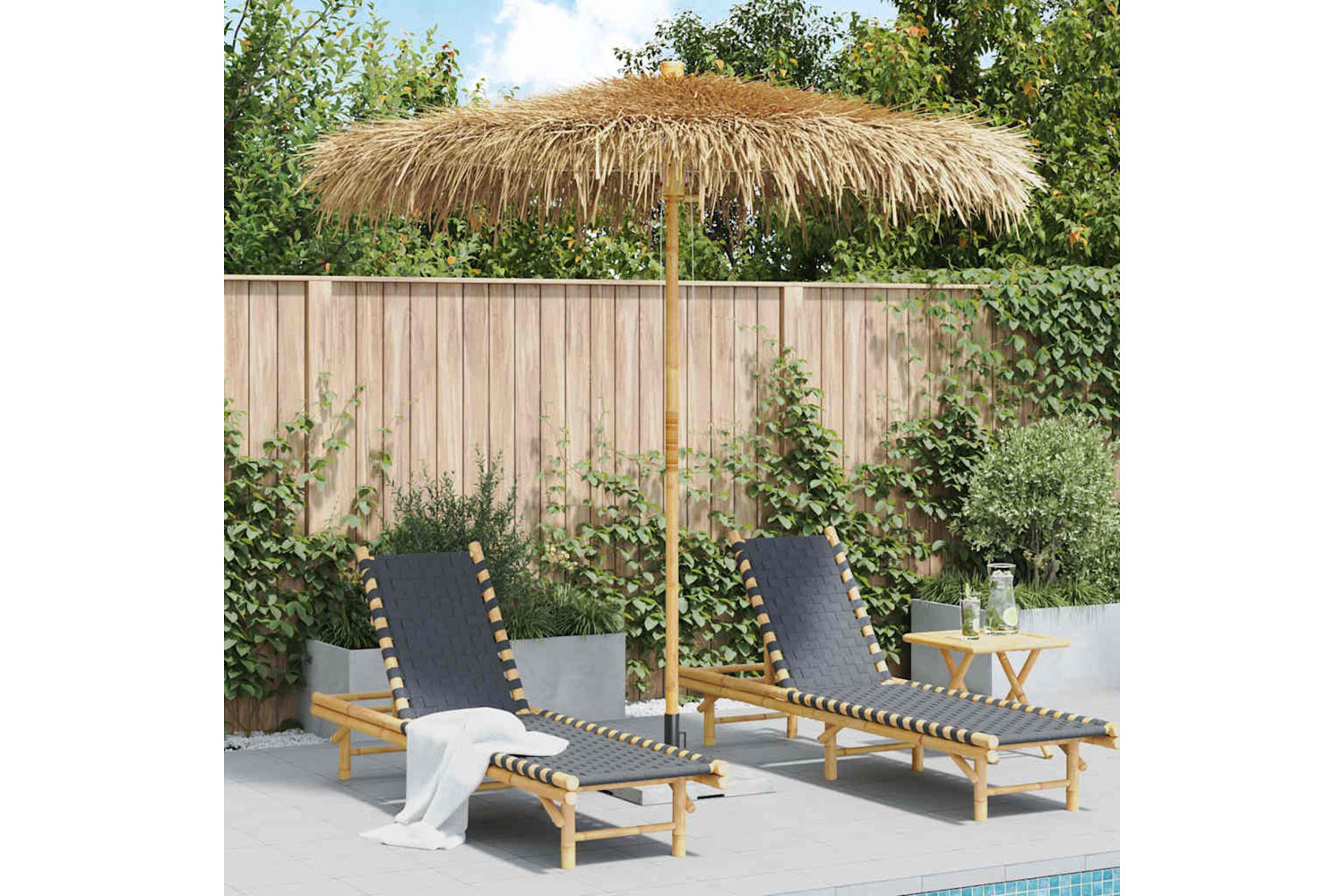 Vidaxl Bamboo Garden Parasol With Banana Leaf Roof 210 Cm-2