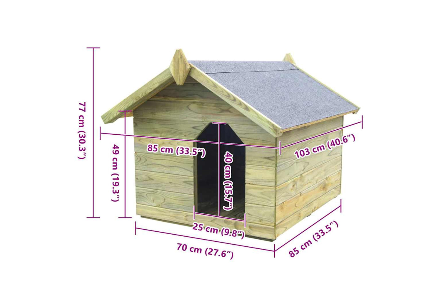 Vidaxl 45150 Garden Dog House With Opening Roof Impregnated Pinewood-6