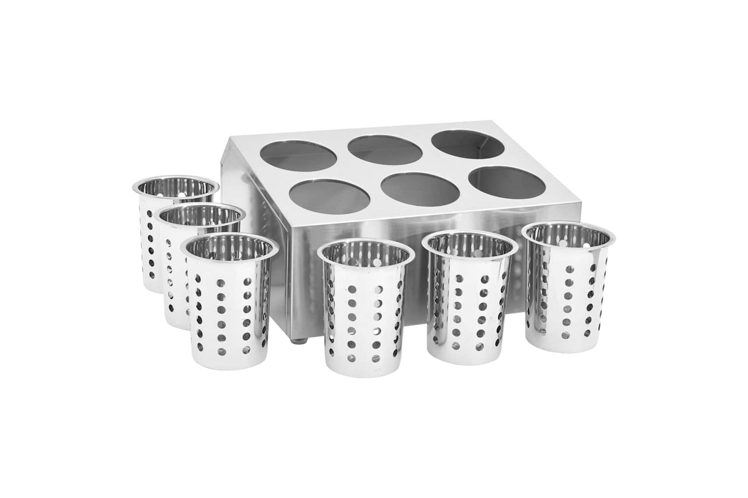 Vidaxl 51230 Cutlery Holder 6 Grids Square Stainless Steel-5